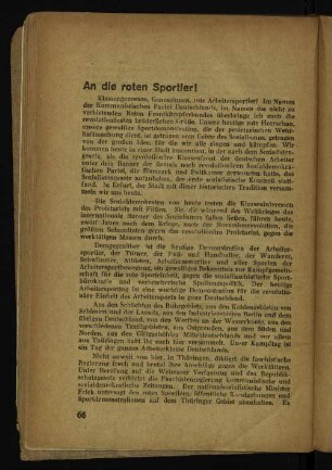 An die roten Sportler!