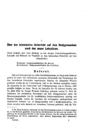 Über den lateinischen Unterricht auf dem Realgymnasium nach den neuen Lehrplänen : [Referat]