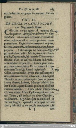 Cap. LI. De Cilicia, & Antro Corycio. Deq[ue] monte Tauro