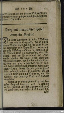 Drey und zwanzigster Brief