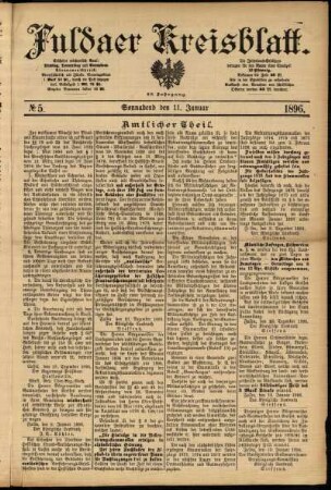 Erste Ausgabe vom Samstag, den 11. Januar 1896.