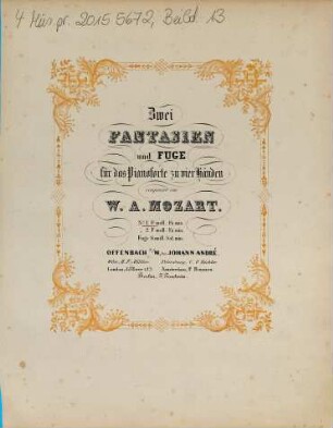 Zwei Fantasien und Fuge für das Pianoforte zu vier Händen, 1. F moll