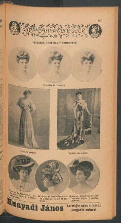 Peinados, vestidos y sombrereos - [Ilustración] : Para la niña y la mujer