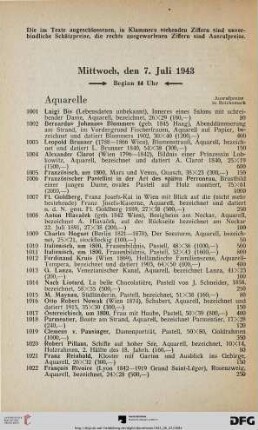Aquarelle (Nr. 1001-1029)