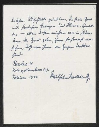 Brief von Wilhelm Ercklentz an Gerhart Hauptmann