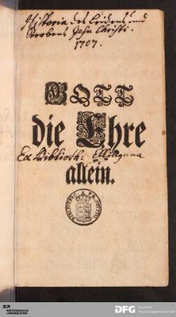 Gott die Ehre allein