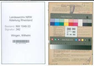 Entnazifizierung Wilhelm Wingen , geb. 26.09.1895 (Lehrer)