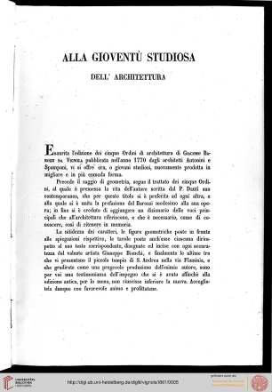 Alla gioventù studiosa dell' architettura