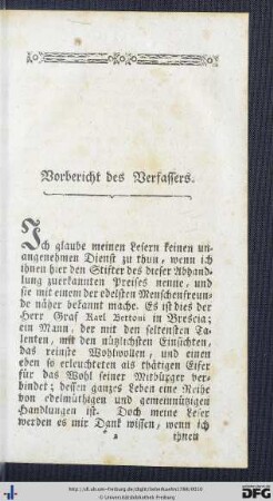 Vorbericht des Verfassers.