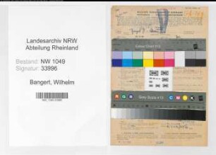 Entnazifizierung Wilhelm Bangert , geb. 27.07.1907 (Kaufmaennischer Angestellter)