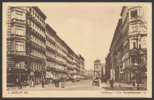 Ansichtskarte Kutschen und Gewerbe, Grünauer Straße Ecke Reichenberger Straße