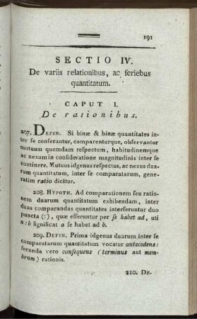 Sectio IV. De variis relationibus, ac seriebus quantitatum.