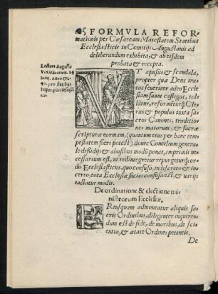 Formula Reformationis per Caesaream Maiestatem Statibus Ecclesiasticis in Comitiis Augustanis ad deliberandum exhibita, et ab eisdem probata et recepta.