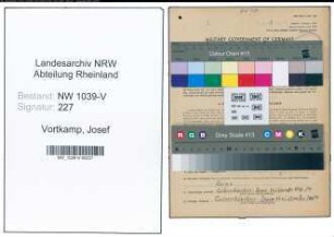 Entnazifizierung Josef Vortkamp , geb. 22.05.1901 (Werkmeister)