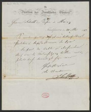 Brief an B. Schott's Söhne : 20.05.1843