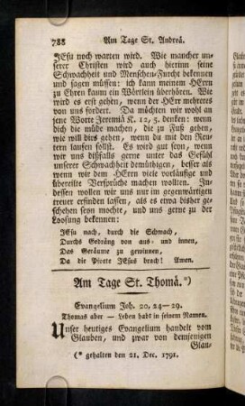 788-791, Unser heutiges Evangelium handelt ...