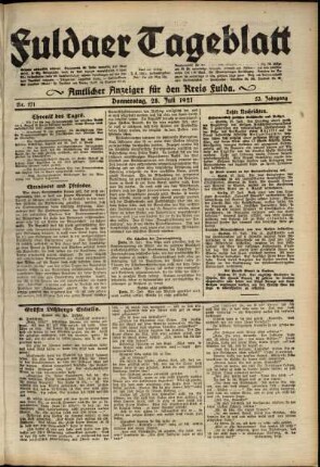 Ausgabe vom Donnerstag, den 28. Juli 1921.