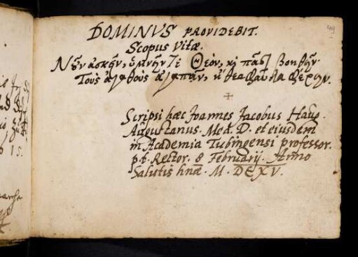 Haug, Johann Jacob. Tübingen, 8.2.1615.