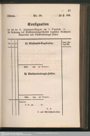 Schema. Nr. 10. Zu § 109.