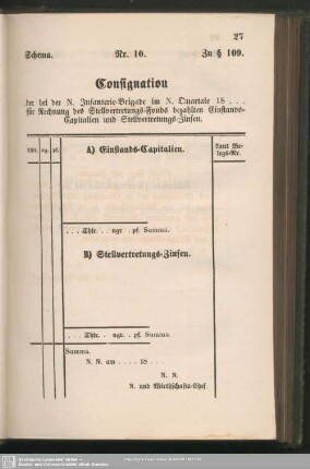 Schema. Nr. 10. Zu § 109.