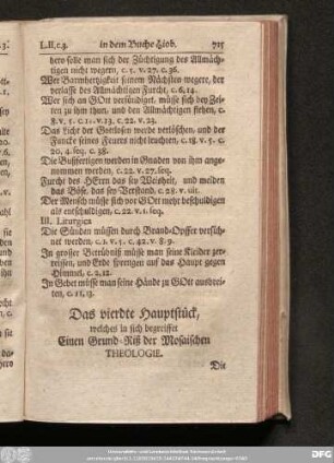 Das vierdte Hauptstück, welches in sich begreiffet Einen Grund-Riß der Mosaischen Theologie.