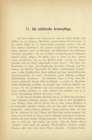 VI. Die städtische Armenpflege