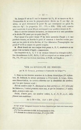 SUR LA DIVISIBILITÉ DES NOMBRES.