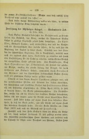 Fortsetzung des 30jährigen Krieges. - Wallenstein's Tod. 25. Febr. 1634
