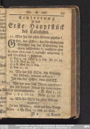 Einleitung in das Erste Hauptstück des Catechismi.