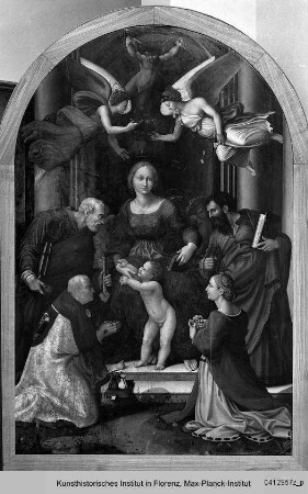 Madonna mit Kind und den Heiligen Petrus, Paulus, Nikolaus von Bari und Luzia