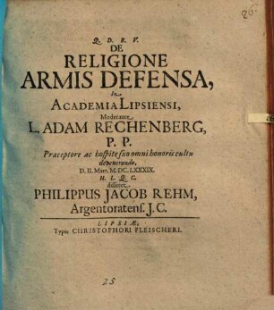 De Religione Armis Defensa