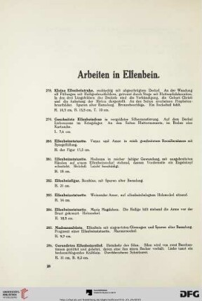 Arbeiten in Elfenbein (Nr. 278-292)