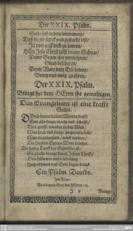 Der XXIX. Psalm. Bringt her dem HErrn ihr gewaltigen