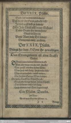 Der XXIX. Psalm. Bringt her dem HErrn ihr gewaltigen