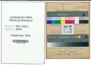 Entnazifizierung Willy Langenhan , geb. 02.04.1893 (Industriekaufmann)