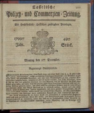 49tes Stueck, Montag den 2ten December 1799