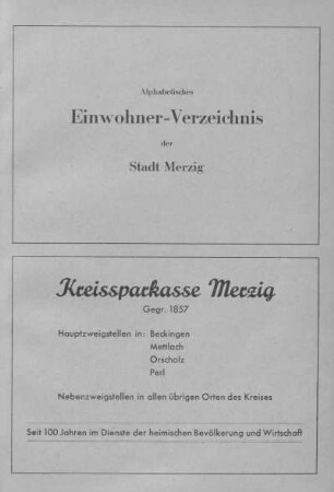 Alphabetisches Einwohnerverzeichnis der Stadt Merzig