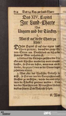 Das XIV. Capitel Zur Land-Charte Von Ungarn und der Türckey.