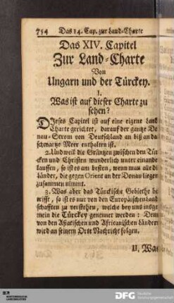 Das XIV. Capitel Zur Land-Charte Von Ungarn und der Türckey.