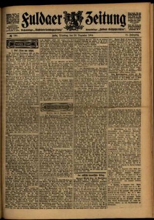 Erste Ausgabe vom Dienstag, den 20. Dezember 1904.