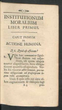 Caput Primum De Actione Humana