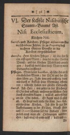 VI. Der sechste Nisibitische Stamm-Baums Ast. Nisi Ecclesiasticum. Kirchen-Nisi.