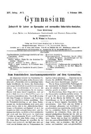 Zum französischen Anschauungsunterrichte auf dem Gymnasium