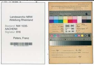 Entnazifizierung Franz Peters , geb. 28.10.1900 (Maschinist)