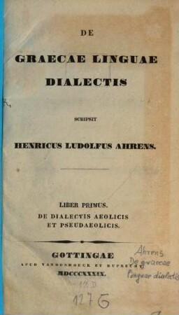 De graecae linguae dialectis, 1. De dialectis Aeolicis et Pseudoaeolicis