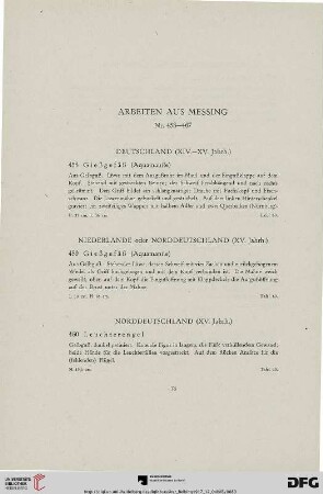 Arbeiten aus Messing (Nr. 458-467)