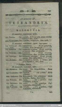 Classis IV. Tetrandria