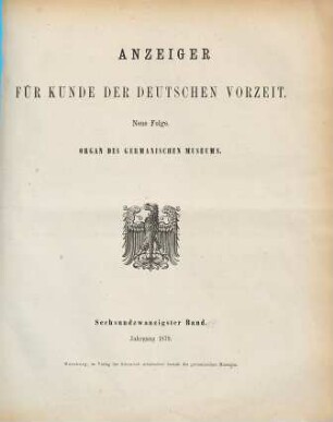 Anzeiger für Kunde der deutschen Vorzeit : Organ d. Germanischen Museums. 26, 26. 1879