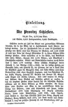 Einleitung. Die Provinz Schlesien