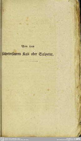 Von dem salpetersauren Kali oder Salpeter